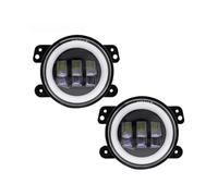 Wnfmjqe Foco Trabajo LED Faros Para Jeep Para Wrangler JK | Faro LED Coche 4 Pulgadas Antiniebla LED 30W Anillo Halo Blanco DRL Tipo Ojos Ángel Todoterreno
