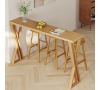 WNGJZZYC Mesa Alta Moderna, con Base de Madera Maciza, Barra Cocina Rectangular, para Sala de Estar & Restaurante, Sin Taburetes(160x40x105cm/63x16x41in)