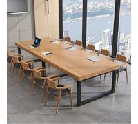 WNGJZZYC Mesa de Conferencias Grande, Mesa Oficina de Madera Maciza, Fácil de Montar, con Capacidad para 5-10 Personas, con Soporte Metálico, Grandes Reuniones (Sillas no Incluidas)(Yellow,140x60