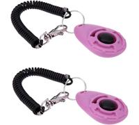 WNHNO 2 clicker rosa para entrenamiento de perros, fácil de usar, con botón, accesorios de entrenamiento para perros, fuertes y duraderos, ayuda para entrenamiento y comportamiento
