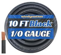 WNI - Cable de cobre para batería o soldadura, ultra flexible, calibre 1/0 AWG, 3 m, negro, fabricado en EE. UU., para coches, inversores, caravanas, energía solar