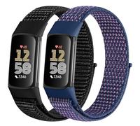 WNIPH 2 Piezas Correas de Nailon Compatibles con Fitbit Charge 6/Fitbit Charge 5, correas de repuesto de nailon suaves, cómodas, transpirables y sin costuras para hombres y mujeres