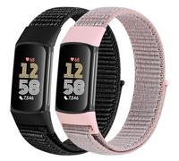 WNIPH 2 Piezas Correas de Nailon Compatibles con Fitbit Charge 6/Fitbit Charge 5, correas de repuesto de nailon suaves, cómodas, transpirables y sin costuras para hombres y mujeres