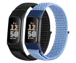 WNIPH 2 Piezas Correas de Nailon Compatibles con Fitbit Charge 6/Fitbit Charge 5, correas de repuesto de nailon suaves, cómodas, transpirables y sin costuras para hombres y mujeres
