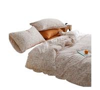 Wnota Juego de funda de edredón de algodón de cuatro piezas, juego de sábanas de hilo doble, juego de ropa de cama suave, agradable a la piel, estampado simple, juegos de funda de edredón (color: A