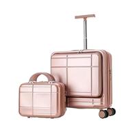 Wnota Maletas Maleta del Hilandero De 18 Pulgadas De Los Sistemas De 2 Pedazos, con La Manija Telescópica, Estuche Cosmético De 14 Pulgadas Maleta con Ruedas (Color : Rosa, Size : 14+18in)