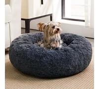 WNPETHOME Cama calmante para perros y gatos, cama para perros pequeños con forma de dona antiansiedad, cama acolchada de piel sintética esponjosa para perros y gatos pequeños (20 x 20 x 8 pulgadas,