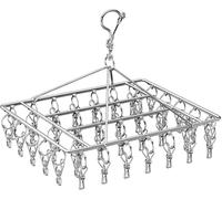 Wnqou secadores de Calcetines Plegables con 40 Clavijas, Ganchos de Metal con Clips, Colgador de Ropa Interior para Accesorios de línea de Lavado, Estante de Secado de Calcetines de Acero