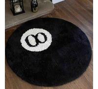 WNRLL Alfombra Redonda de 8 Bolas Absorbente Antideslizante Suave Lavable a Máquina para Decoración de Fiestas y Salas de Estar Alfombra de Bolas de Billar,A Flocking,80cmx80cm