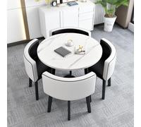WNRLL Juego de Mesa de Comedor Redonda/Cuadrada con sillas, Mesa de conferencias Moderna y Juego de 4 sillas,combinación de Mesa recepción y Silla,006,90X90X75CM