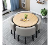 WNRLL Redonda Conjunto de Mesa y Sillas de Comedor Juego de Mesa de Cocina con 4 Sillas,3,80cm(31.5in)