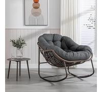 WNRLL Silla Mecedora con Cojín Sillon de Relax con Soporte de Hierro para Habitación o Salón 150 kg,01