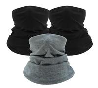 WNTJN 3 Piezas Braga para Cuello Multiusos Hombre y Mujer, Braga Tubular Térmica Antiviento - Calentador de Cuello, Pasamontañas para Moto, Ciclismo, Correr, Senderismo, Esquí (2 Negro, 1 Gris)