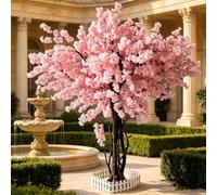 WNUHYYL Árbol De Flor De Cerezo Rosa Artificial Flor de Cerezo Artificial Hecha a Mano Planta Grande Tronco de Madera Natural, Flores realistas para decoración del hogar,004,120CM*3.9ft/105CM*3.5ft