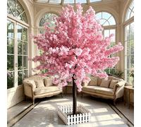WNUHYYL Árbol De Flor De Cerezo Rosa Artificial Flor de Cerezo Artificial Hecha a Mano Planta Grande Tronco de Madera Natural, Flores realistas para decoración del hogar,002,250CM*8.2ft/250CM*8.2ft