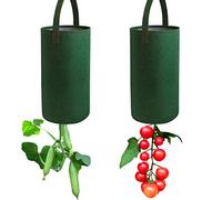 Wnvivi 2 macetas de tomate boca abajo, bolsa de cultivo de tomate colgante de fieltro, bolsas colgantes de fresa, bolsas de cultivo de plantas para cultivar flores de fresa y verduras (verde)