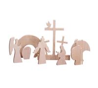 Wnvivi Juego de Escena de Resurrección de Pascua de 11 Piezas, Decoraciones de Belén con Cruz de Tumba Vacía de Madera, Juego de Resurrección de Jesús para Decoración de Pascua