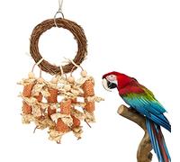 Wnvivi Juguete masticable para pájaros, mazorcas de maíz con anillo de ratán, perca de loro, juguetes para mordisquear periquitos, tortolitos