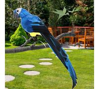 Wnvivi Simulación Loro Decoración De Aves Artificiales, Estatua De Loro De Plumas Azules De 17,7 Pulgadas, Manualidades De Plumas De Guacamayo De Loro Real, Accesorios De Jardinería, Decoración Del Ho