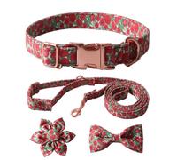 WNXGNHO Conjunto De Collar para Perro Correa Y Corbata a Completo con Un Colorido Lazo con Estampado Floral para Mascotas Excelente Entre La Multitud Niña para Perros Grandes Tela