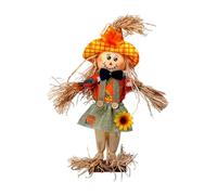 WNXGNHO Decoración de espantapájaros de bruja hecha a mano con paja natural y arpillera, adorno de cosecha de Halloween para jardín, porche, paja, espantapájaros