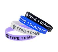 WNXGNHO Pulseras de silicona tipo 1 con identificación de alerta médica de 4 colores, ajustable, joyería para hombres y mujeres, brazalete de corazón