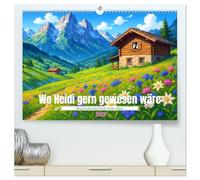 Wo Heidi gern gewesen wäre (hochwertiger Premium Wandkalender 2026 DIN A2 quer), Kunstdruck in Hochglanz: Ein Jahr lang Alpenzauber im Zeichen zarter Anime Fantasie