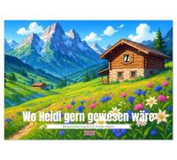 Wo Heidi gern gewesen wäre (Wandkalender 2026 DIN A2 quer), CALVENDO Monatskalender: Ein Jahr lang Alpenzauber im Zeichen zarter Anime Fantasie