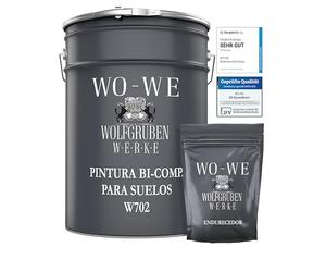 WO-WE Pintura 2K para Suelos de Hormigón Garajes Revestimiento MATE Resina Epoxi W702 - Azul luminoso - 10Kg