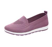 Woaikeyu - Zapatillas planas para mujer, sin cordones, transpirables y cómodas, de malla, morado, 38 EU