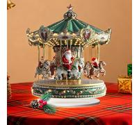 Woalopted Carrusel Navideño, Decoración del Hogar De Papá Noel 2D, Casa Decorativa De Aldea Navideña,Decoraciones De Mesa Giratorias para Feliz Navidad