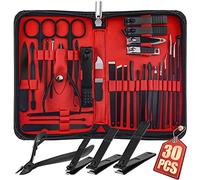WOAMA Juego de manicura de 30 piezas Kit de pedicura profesional Cortaúñas Kit de manicura de acero inoxidable Kit de uñas para mujeres y hombres - Negro es**