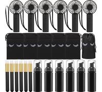 Woanger Kit de 24 abanicos de pestañas recargables de mano USB, mini ventiladores portátiles para pestañas, cepillo de champú vacía, bolsa con cordón para el cuidado de pestañas, recuerdos de boda