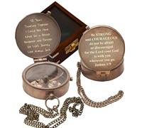 WOANIN Brújula personalizada con estuche: brújula de reloj solar de latón vintage, brújula magnética de bolsillo para camping, senderismo, turismo, regalo de felicitaciones