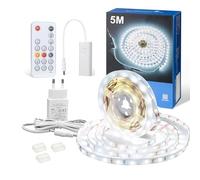 WOBANE 5M Tira LED Adhesiva Blanco Frío con Mando a Distancia RF