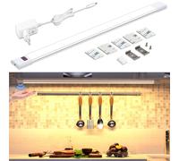 WOBANE 60cm LED Cocina Bajo Mueble, Regulable Barra Luz Armario con Sensor sin Contacto, Luces Cocina Debajo Mueble con Enchufe, Luz Led Adhesiva para Gabinete,Estanteria, Blanco Cálido 2700K