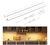 WOBANE Luz Led Cocina Bajo Mueble 120 cm, Regulable LED Armario con Sensor sin Contacto 2x60 cm, Luces Cocina Debajo Mueble con Enchufe 24 V, Luz Led Adhesiva para Estanteria, Blanco Cálido 2700K