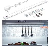 WOBANE Luz Led Cocina Bajo Mueble 60cm, Regulable Barra Luz Armario con Sensor sin Contacto, Luces Cocina Debajo Mueble con Enchufe 12V, Luz Led Adhesiva para Gabinete,Estanteria, Blanco Frío 6000K
