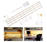 WOBANE Tira LED Blanco Calida 2 Metros, Tiras Luces Led Muebles Cocina con Alimentación 1200 Lumen, Luz Debajo Armario con Interruptor, para Escaparate Estantería