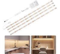 WOBANE Tira LED Blanco Natural 2 Metros, Tiras Luces Led Muebles Cocina | 4 x 50cm, DIY Empalmable, Luz Debajo Armario con Interruptor, 1200 lm, para Escaparate, Estantería, Gabinete, Lavanderías