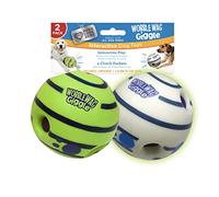 Wobble Wag Giggle Ball - Paquete de 2 Juguetes interactivos para Perros, Divertidos Sonidos de Risa Cuando se enrolla o se agita, Las Mascotas Saben Mejor- 1 Original y 1 Bola Que Brilla en la