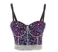 Woboren Mujeres Burlesque Dance Clubwear Body Shapewear Cincher Perla Cadena de diamantes de imitación Bustier Corset Sujetador corsé Top