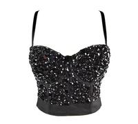 Woboren Push up Bustier Crop Top para mujer Gothic Punk Rhinestone Diamond Corset Clubwear Tops
