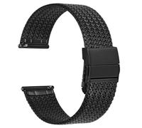 WOCCI 14mm Elite Correa Reloj de Metal para Mujer y Hombre, Acero Inoxidable 316L, Liberación Rápida, Cierre Plegable Mejorado (Negro)