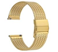 WOCCI 14mm Elite Correa Reloj de Metal para Mujer y Hombre, Acero Inoxidable 316L, Liberación Rápida, Cierre Plegable Mejorado (Oro)