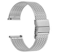 WOCCI 18mm Elite Correa Reloj de Metal para Mujer y Hombre, Acero Inoxidable 316L, Liberación Rápida, Cierre Plegable Mejorado (Plateado)