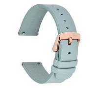 WOCCI 18mm Fina y Plana Correa de Piel para Reloj Inteligente con Hebilla de Oro Rosa (Azul Claro)