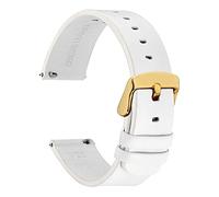 WOCCI 18mm Fina y Plana Correa de Piel para Reloj Inteligente con Hebilla Dorada (Blanco)