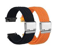 WOCCI 18mm Tejido Nylon Correa Reloj para Hombre y Mujer, 2 Piezas Bandas de Repuesto (Negro+Naranja)