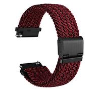 WOCCI 18mm Tejido Nylon Correa Reloj para Hombre y Mujer, Ajustable Hebilla Negra (Rojo Negro)